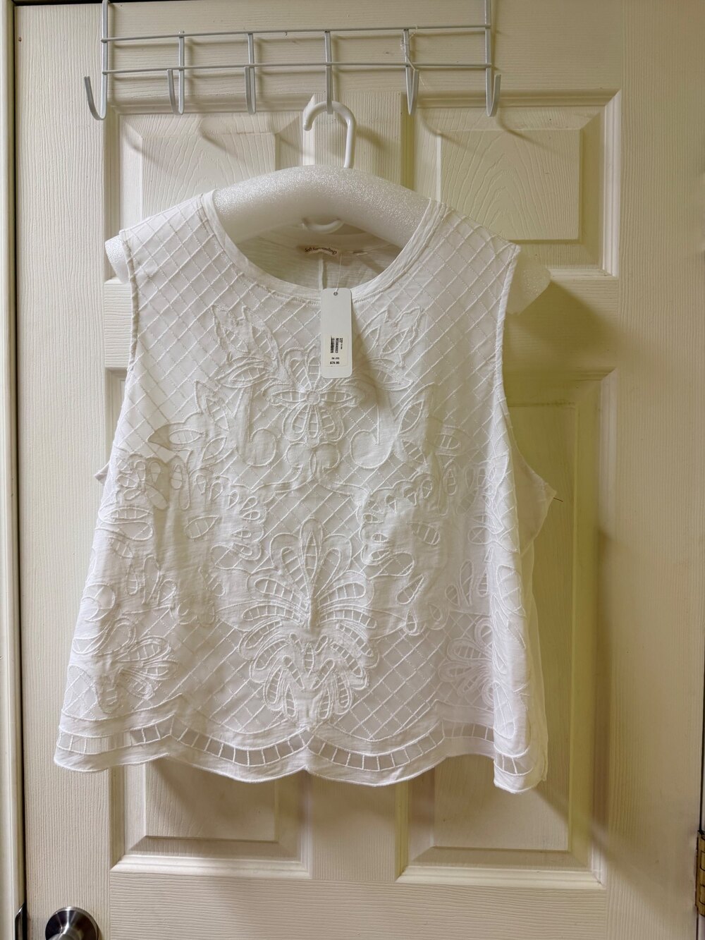 NWT Soft Surroundings White Embroidered Sleeveless Top Size 2X